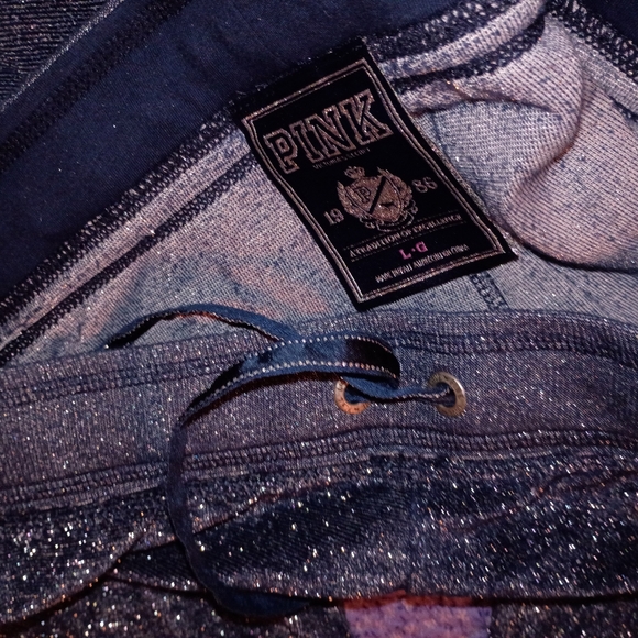 Rare Vintage Victoria Secret Pink Wide Leg Flare Bling Sweat Pants L - Picture 4 of 5